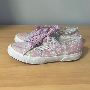 Love Shack Fancy X Superga Pastel Floral Lace-Up Sneakers